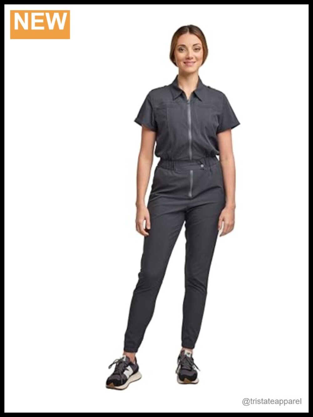 Women's Scrub Jumpsuit Slim Fit Jogger 6 Pockets Stretch 4-Way Stretch Medical
